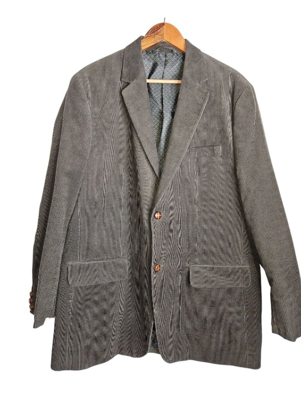Tasso Elba Corduroy Elbow Patch Lined Refined Sportcoat Jacket Men L 42-44